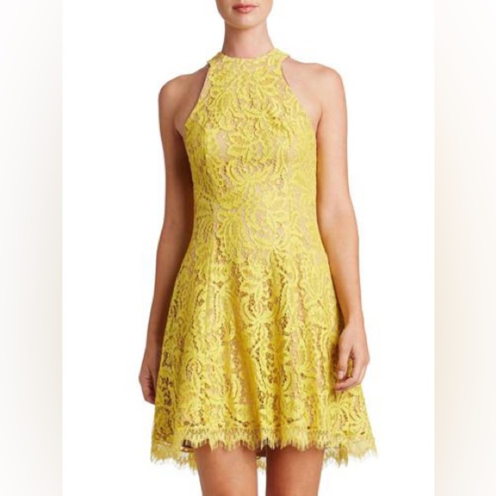 Dress the Population Yellow Lace Dress